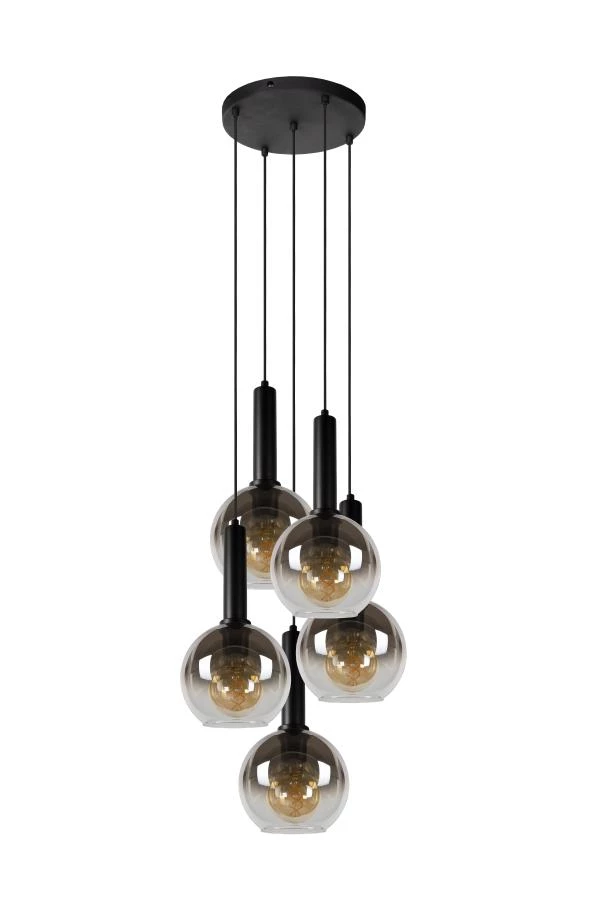 Lucide MARIUS - Hanglamp - Ø 55 cm - 5xE27 - Zwart - uitgezet